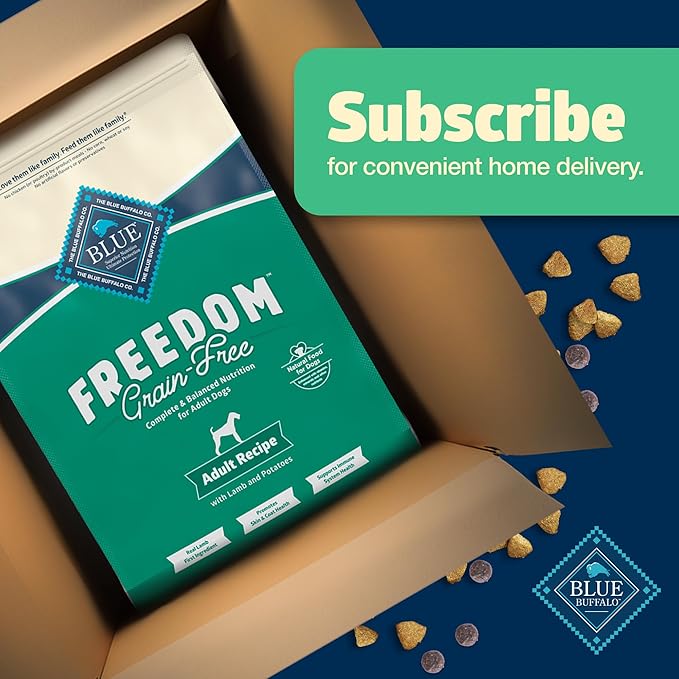 Blue Buffalo Freedom Grain-Free Dry Dog Food, Complete & Balanced Nutrition for Adult Dogs, Made in the USA with Natural Ingredients, Lamb & Potatoes, 11-lb Bag