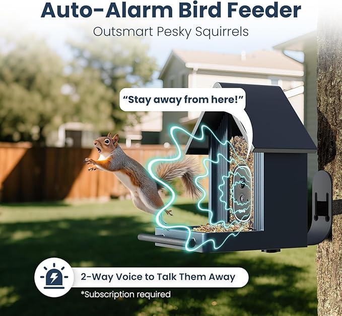 Smart Metal Bird Feeder with Camera Squirrel Proof, 2.5K UHD AI Identification, Wireless Solar Powered Outdoor for Garden Birding, Real-time Videos & IMG, Premium Present for Dad