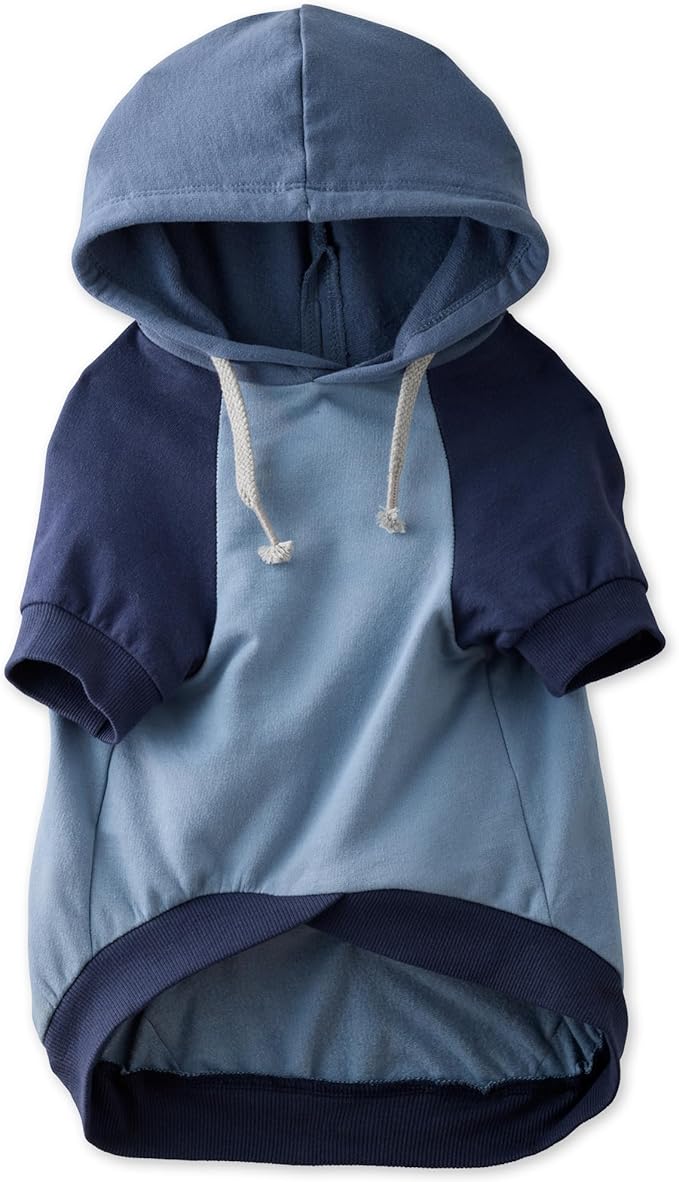 Pet Passion Rocky – The Original Lightweight Hooded Tee 100% Organic Cotton Dog Hoodie Pet Coat Sweater for All Sized Dogs, Original Navy Colorblock, XX-Small (4-7 lbs)