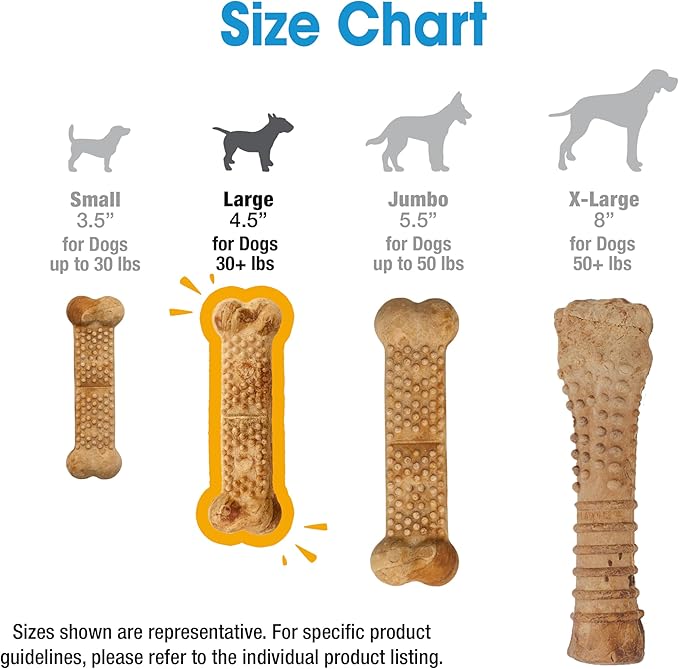 Nylabone Nubz Natural Dog Chew Treats for Large Dogs, Long Lasting Dog Chew Bones Made in the USA, Chicken Flavor Breath Freshener Dental Chews, Large Dog Bones For Dogs Over 30 lbs. (40 Count)