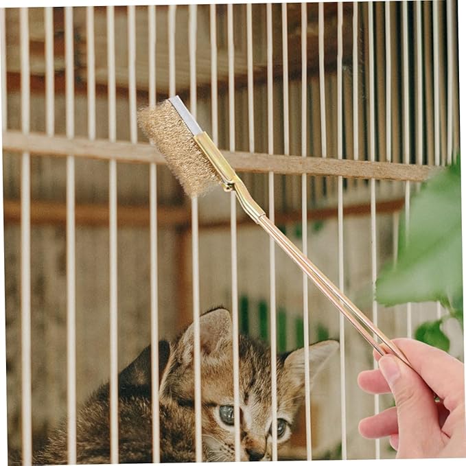 TOYANDONA 1Set Bird Cage Scrubbing Brush with Long Handle Durable Steel Bristles for Thorough Cleaning of Parrot Cages Animal Accessories Ergonomic Design for Easy Use