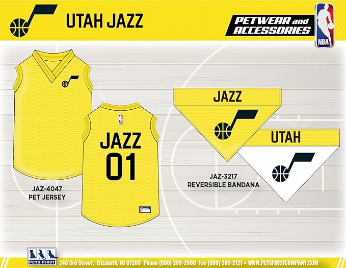 Pets First NBA Utah Jazz Dog Jersey, Large - Tank Top Basketball Pet Jersey