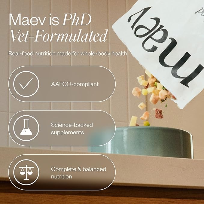 Maev Human-Grade Beef Dog Food, Skin & Coat Formula, Whole Ingredient, Gluten-Free, High Protein Puppy & Dog Food, 20 lb