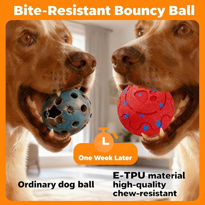 Dog Balls: Interactive Dog Ball, Self-Moving Dog Toy with Auto-Rolling & Bouncing, E-TPU Material, IP54 Waterproof, Motion-Activated (Red, Large)