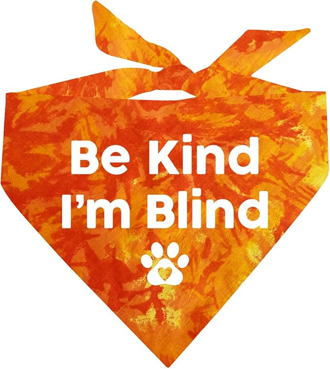 Be Kind I'm Blind Dog Bandana (Orange Scrunch, OS 352)