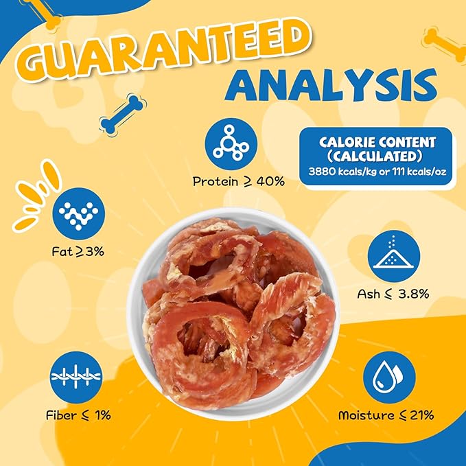 gazeupon Dog Treats Chicken Jerky Rings, Natural Chicken Breast, Healthy Training Rewards for Dogs w/Glucosamine Chondroitin