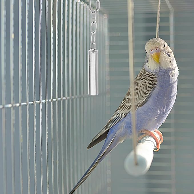 Hemobllo Hand Shaking Bell Parrot with Stainless Steel Bell for Birdcage Hanging Squirrel and African Grey Chewing for Cage Activity and Play