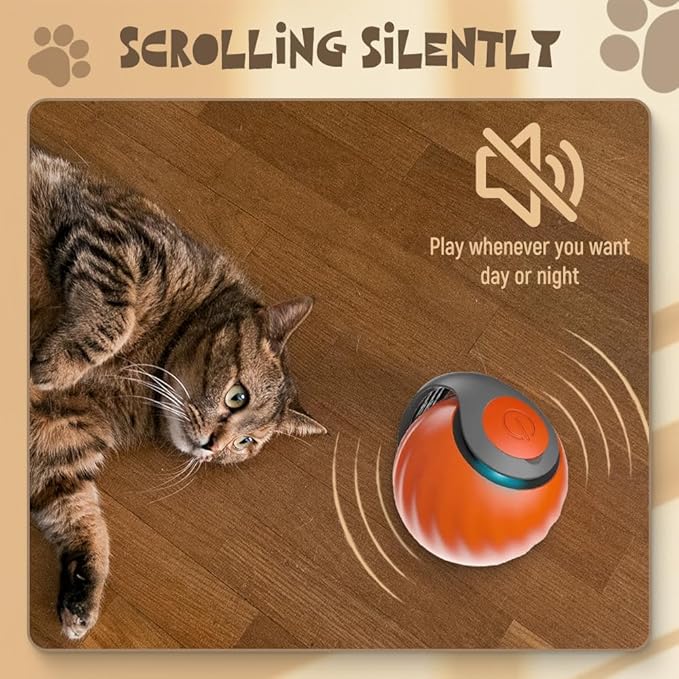 Speedy Cat Toy, 2025 NewUSB Rechargeable Smart Cat Toys Ball Smart Automatic Rolling Pet Ball, Interactive Cat Toys Ball for Indoor Two Speed Adjustment with Replacement Tail (Blue)