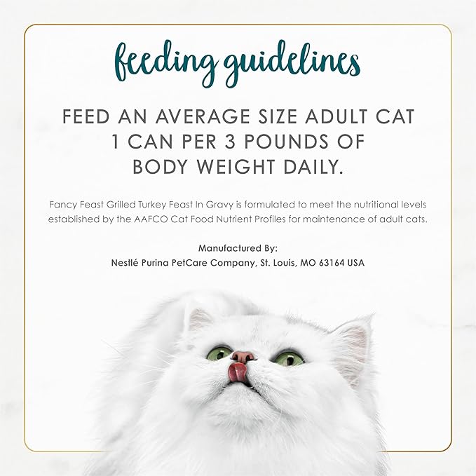 Fancy Feast Purina Grilled Wet Cat Food Turkey Feast in Wet Cat Food Gravy - 3 oz. Cans (Pack of 48)