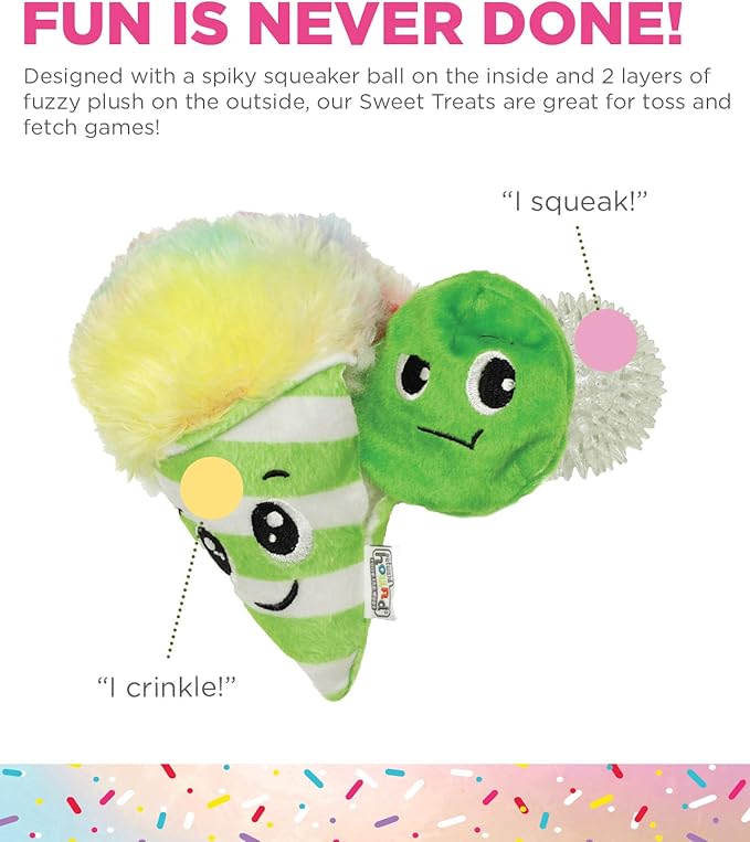 Outward Hound Surprise Destroy Them All Sweet Shop Dog Toy - 3-in-1 Dog Toy, Collect All of The Squeakin Sweet Treats! (Pack of 3)