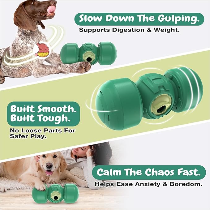KADTC Roll Dog Treat Dispenser Toy, XL Size, Wobble Giggle, Adjustable Slow Feeder Puzzle for Medium & Large Dogs Enrichment Toy