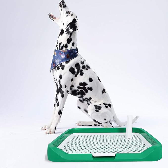 Milisten Dog Potty Tray Indoor Small Dog Toilet Training Litter Box with Green Mesh Surface for Puppy Housebreaking and Pet Bathroom Use