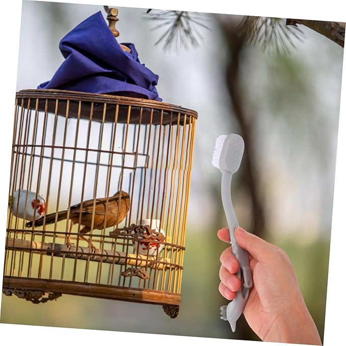 Long Handle Bird Cage Brush Pet Cage Cleaning Tool with Gentle Bristles Universal for Dog