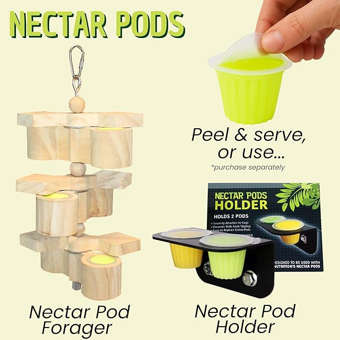 Nectar Pods (Variety 4 Pack) - Calcium-Fortified Jelly Fruit Treat - Sugar Gliders, Marmosets, Squirrels, Parrots, Cockatiels, Parakeets, Birds, Hamsters, Day Geckos, Kinkajous & Other Small Pets