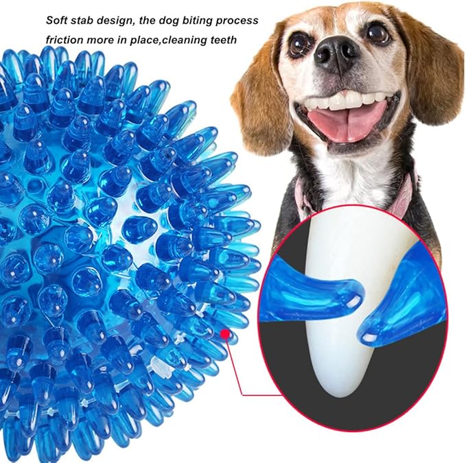 3 Pcs Pet Squeaky Chewing Balls Puppy Chew Toys Soft Stab Balls Cleaning Teeth Toys Play Balls with High Bounce for Large Medium Small Pet Dog Cat