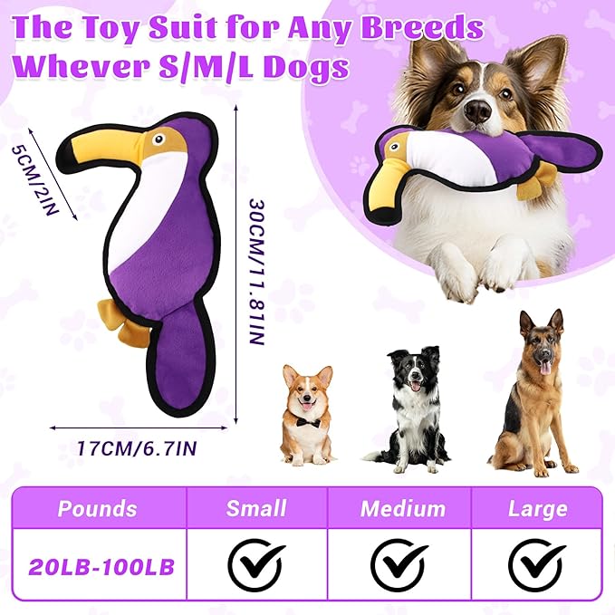 Squeaky Dog Toys,90% Biting Force Teeth Chew Dogs Toy Recycled Materials Durable Squeaky Pet Interactive Toys with Interactive Crinkle Paper for Small, Medium,Large Dogs or Cats Daily Companionship