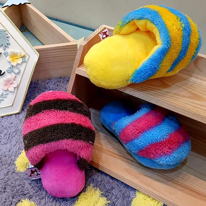 BWESOO Rose Red Blue Cute Pet Puppy Dog Cat Slipper Shape Plush Slipper Sound Chew Toys Dog Squeak Plush Toys Shape Tooth Cleaning Chew Play