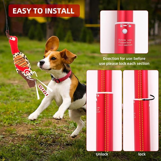 Flirt Pole for Dogs - Cat Fishing Pole Toy | Cat Wand Toy | Interactive Flirt Pole Toy | Puppy Wand Rope to and Tug of War | Durable Teaser Wand with Nylon Rope Tether Lure Toy for Dogs