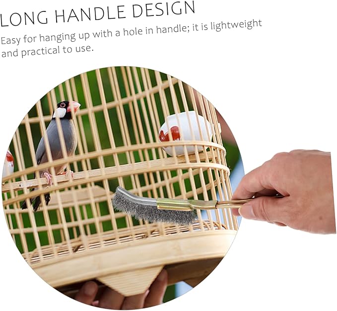 VANZACK 4pcs Bird Cage Cleaning Brush Copper Handle Convenient Wire Brush for Parrot and Bird Cages Easy Storage and Grip