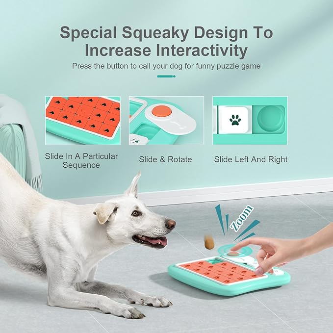 FOXMM Dog Puzzle Toys,Interactive Treat Puzzle Dog Toy for IQ Training & Mental Stimulating,Treat Puzzle Dispensing with Squeaky Design for Large Medium Small Smart Dogs