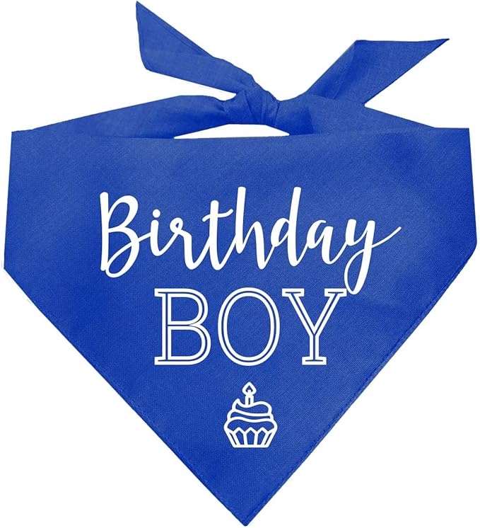Birthday Boy with Cupcake Dog Pawdy Celebration Printed Dog Bandana (Royal OS 214)