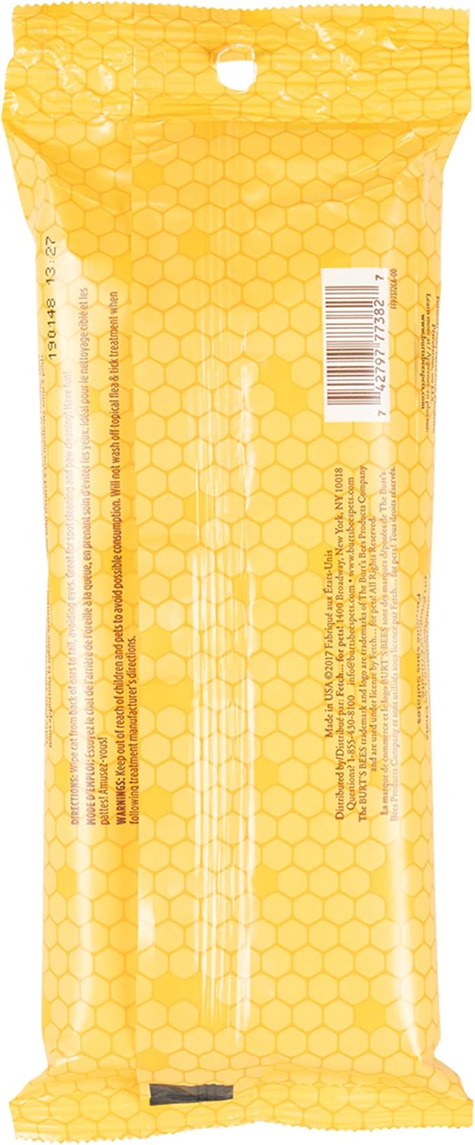 Burt's Bees for Pets Cat Dander Remover Wipes, Colloidal Oat Flour and Aloe to Soothe Dry Skin and Reduce Flaking, Unscented Grooming Cloths for Cats and Kittens, 50 Count