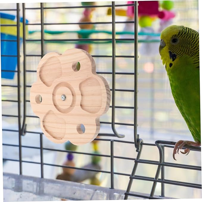 Kisangel Chinchilla Chew Toy with Flower Design Interactive Rotation Wheel for Small Pets Rabbit Bird Cage Accessory for Exercise and Enrichment Easy to Assemble and Multi-Purpose