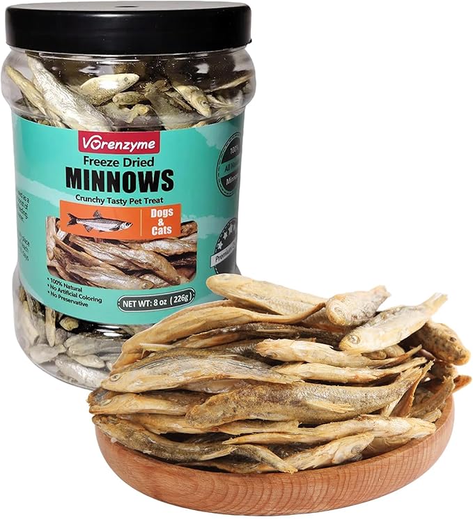 Minnows - Freeze Dried Minnows for Dogs & Cats, 100% Natural Single Ingredient Training Treats, Premium High Protein Snacks, Grain Free (8 oz)