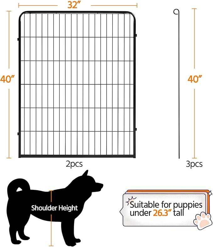 Topeakmart Dog Playpen Outdoor Puppy Exercise Pen Indoor Portable Pet Fence for Yard/RV Camping, 40 Inch 2 Panels