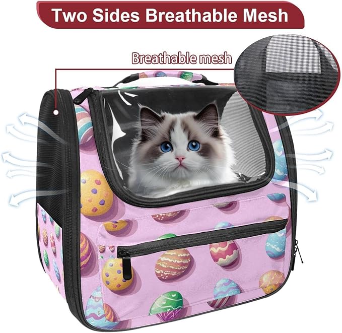 Easter Eggs (4) Transparent Pet Carrier for Travel Hiking for Kitty Small Dog