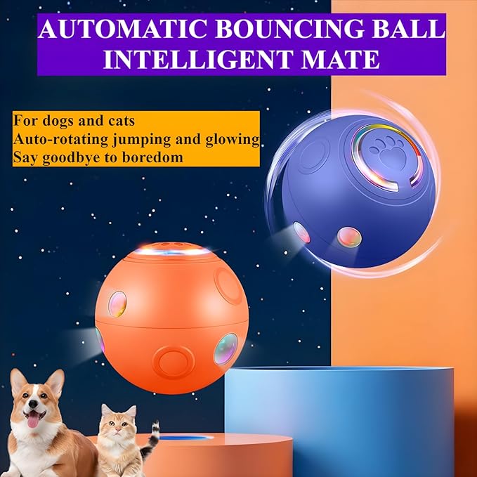 Upgraded Automatic Cat Ball Dog Toy, Smart Rolling Ball Toy for Dog Cat, Electric Balls for Self Moving Interactive Cat Toys (Blue)