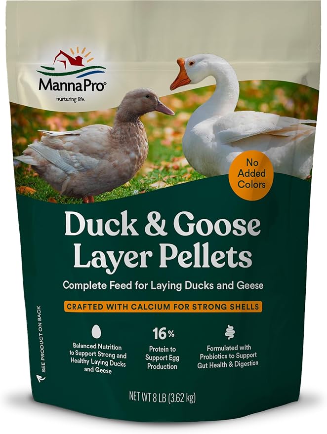 Manna Pro Duck & Goose Layer Pellets, High Protein for Increased Egg Production, Formulated with Probiotics to Supports Gut Health & Digestion, 8 lbs