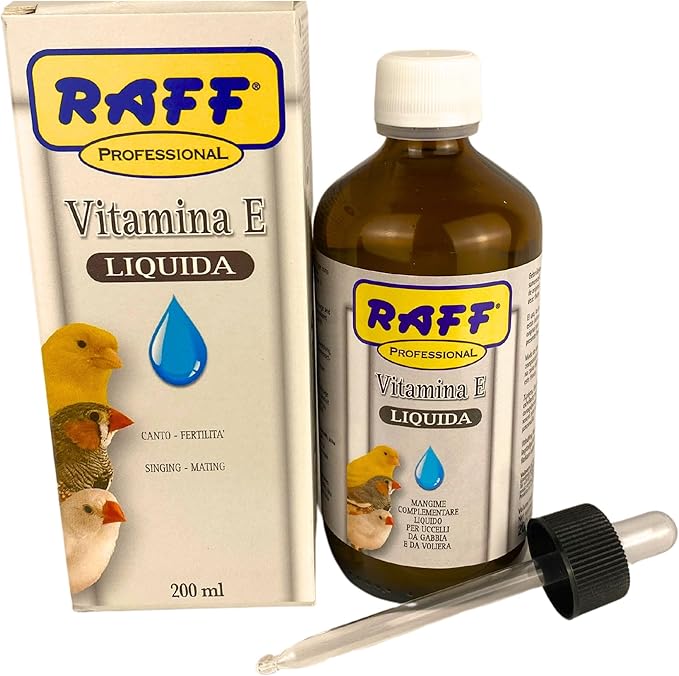 Raff Liquid Vitamin-E Supplement for Birds, Sunflower Oils and Fats, Raw Soy Lecithin, Vitamin for Bird, Accessories for Pigeons, Food for Canary, Fertility for Birds, Finch, breeding Bird.200ml