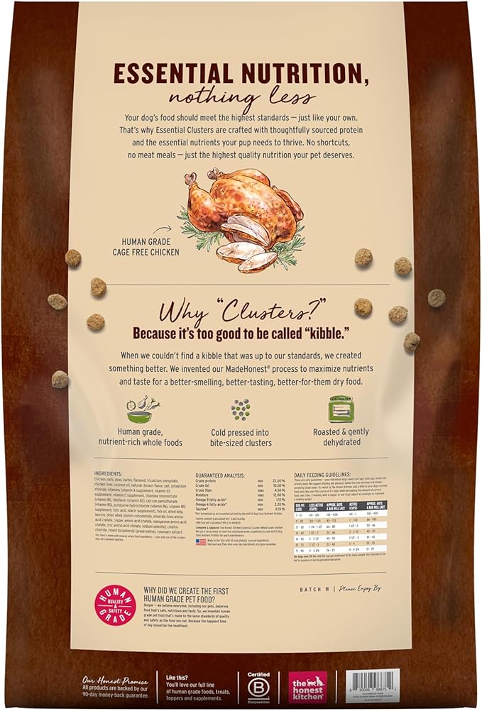 The Honest Kitchen Human Grade Essential Clusters Dry Dog Food, Whole Grain Chicken 20 lb Bag