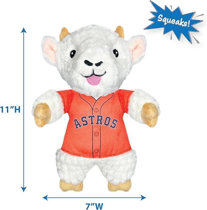Pets First MLB Houston Astros Goat Plush Toy for Dogs and Cats with Squeaker, Wearing a Team Jersey! Fun & Sporty Goat Shaped Dog Chew Toy, Interactive Pet Toy