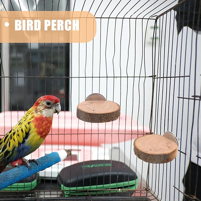 3pcs Small Animal Rotating Wooden Platform Set with Climbing Ladder for Bird Cage Accessories, 5-6cm Diameter, Hamster and Parrot Playground for Cage Enrichment