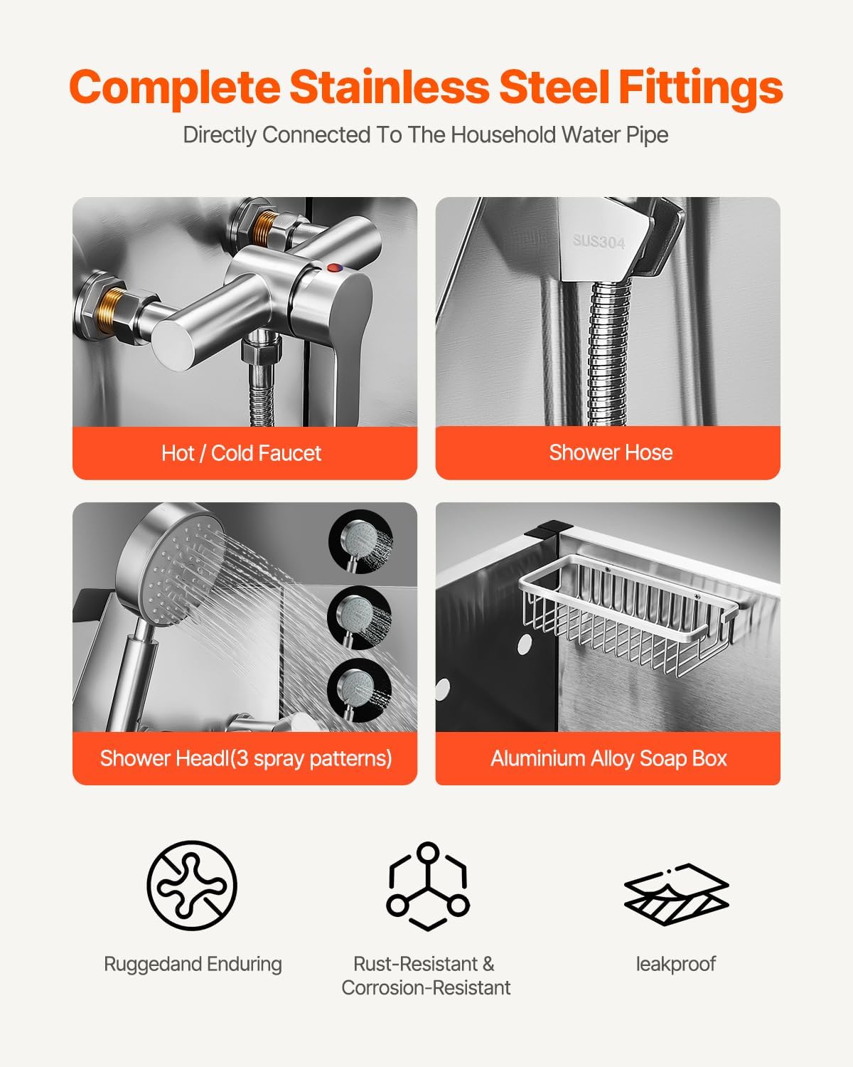 VEVOR Stainless Steel Dog Washing Station, 50 inch Pet Grooming Tub w/Stairs, PE Water Filter Board, Faucet & Showerhead & Soap Holder Dog Bathtub for Large & Medium & Small Pets (Right Door)