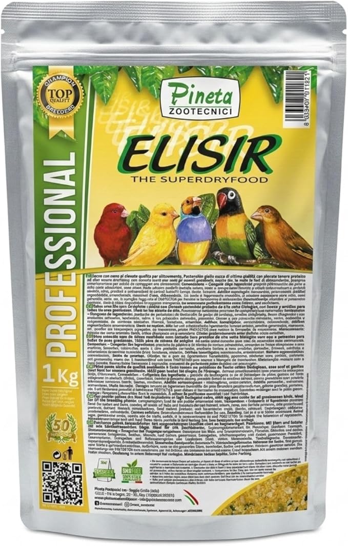 Elisir is an Egg Paste High in Protein and Fat Ideal for Canary, Finch and Pigeon, Bird Food, Egg and Seed Based Food, Food for Chicken and Poultry, Pet Food, 1Kg Bag