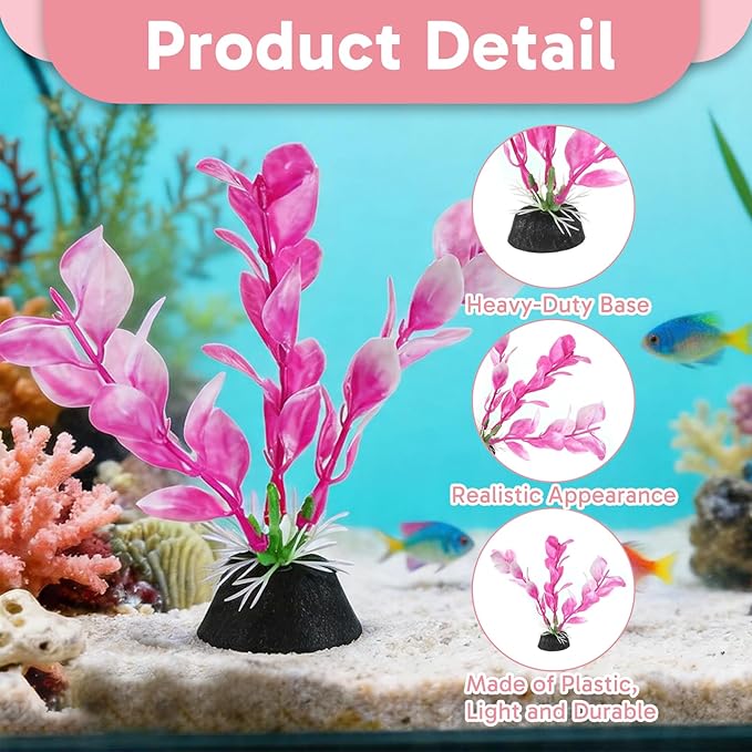 3 Pack Pink Fish Tank Decor Set, 1 Betta Hammock and 2 Artificial Plant, Aquarium Accessories for Betta Fish, Shrimp and Small Fish, Ideal for Aquatic Pet Habitat