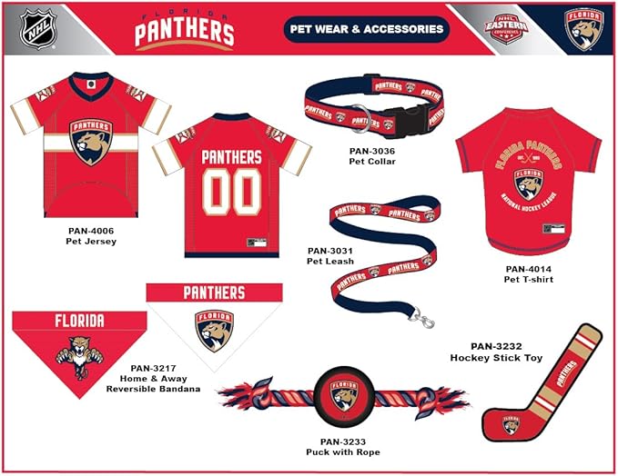 Pets First NHL Florida Panthers Leash for Dogs & Cats, Medium. - Walk Cute & Stylish! The Ultimate Hockey Fan Leash!, Medium (4 ft Long x 0.62 in Width) (PAN-3031-MD)