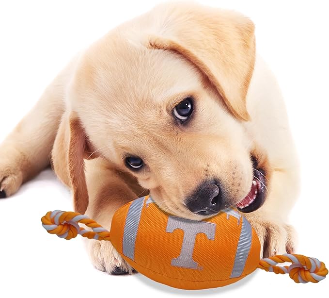 NCAA Tennessee Volunteers Football Dog Toy, Tough Quality Nylon Materials, Strong Pull Ropes, Inner Squeaker, Collegiate Team Color