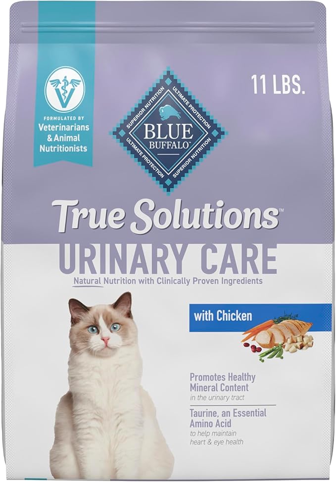 Blue Buffalo True Solutions Urinary Care Natural Nutrition with Clinically Proven Ingredients, Adult Cat Dry Food, with Chicken, 11 lb. Bag