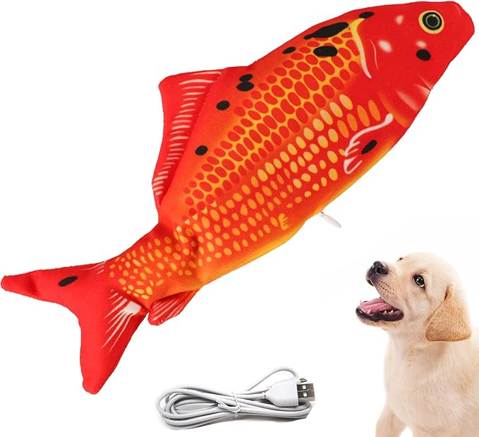VAIZIQ Realistic Flopping Fish Dog Chew Toy - Electric Moving Interactive Pet Toy for Small Medium Dogs, Chew Rocking Toy for Indoor Outdoor Exercise