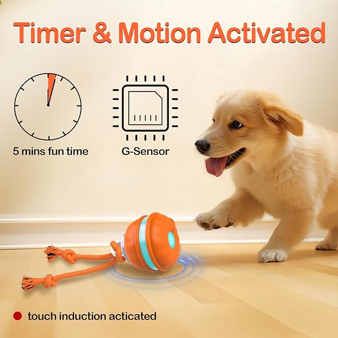 Salodal Peppy Pet Ball for Dogs, Dog Interactive Toys,Motion Activate Rolling Ball for Puppy/Small Dogs, Automatic Moving Toy,USB Rechargeable