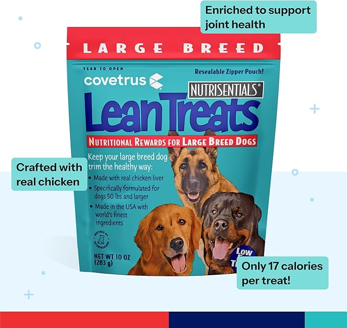 Covetrus Nutrisential Lean Treats for Large Dogs - Soft Dog Treats for Large Dogs - Nutritional Low Fat Bite Size K9 Treats - Chicken Flavor - 10oz - 6 Pack
