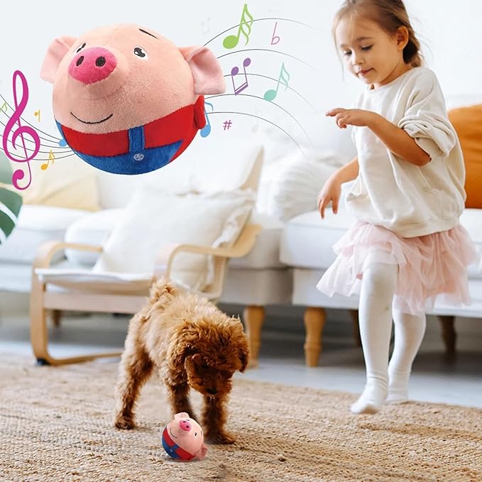 Interactive Dog Toys - Active Moving Pet Plush Toy Ball Washable Cartoon Electronic Bounce Toy Active Rolling Ball for Dog, Cats(A)