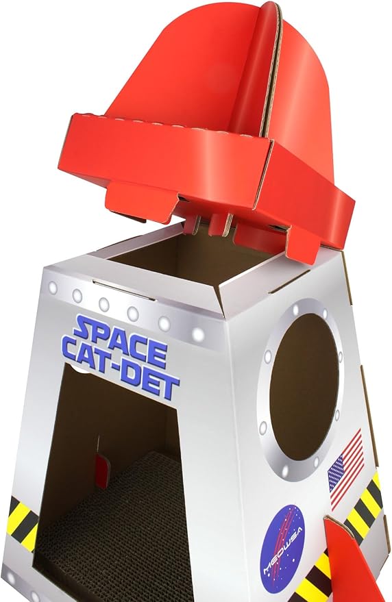 American Cat Club Cat House with Scratcher & Catnip Included - Space Ship