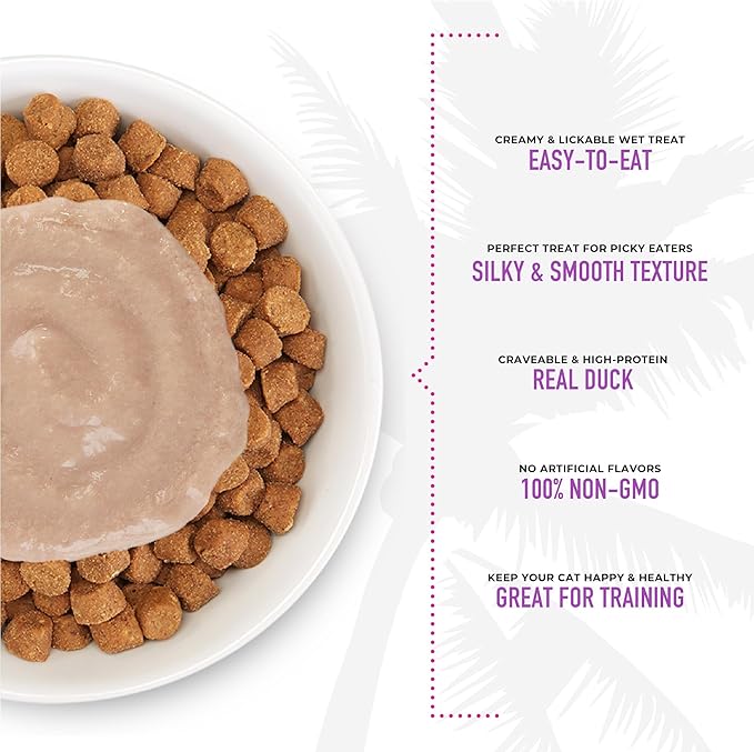 Tiki Cat Stix Wet Mousse Cat Treats, 3 oz. Pouch of Single Serve Lickable Treats, with Duck in Creamy Gravy, (8 Pack of 72 Tubes)