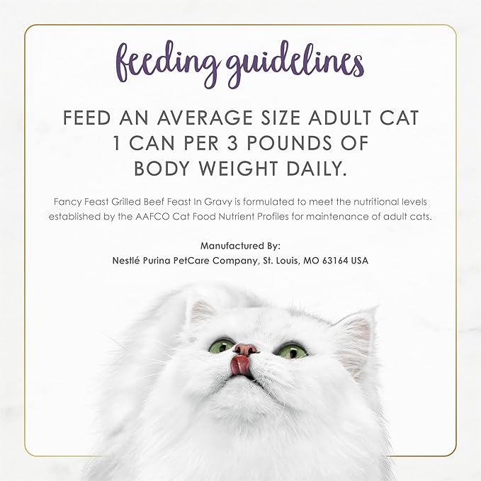 Fancy Feast Purina Grilled Wet Cat Food Beef Feast in Wet Cat Food Gravy - 3 oz. Cans (Pack of 48)