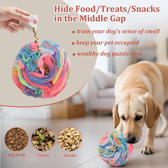 Ablechien Snuffle Ball for Dogs, Puppy Treat Toy, Interactive Foraging Puzzle Ball Toy, Enrichment Toys for Large Dogs, Sniffle Interactive Treat Balls